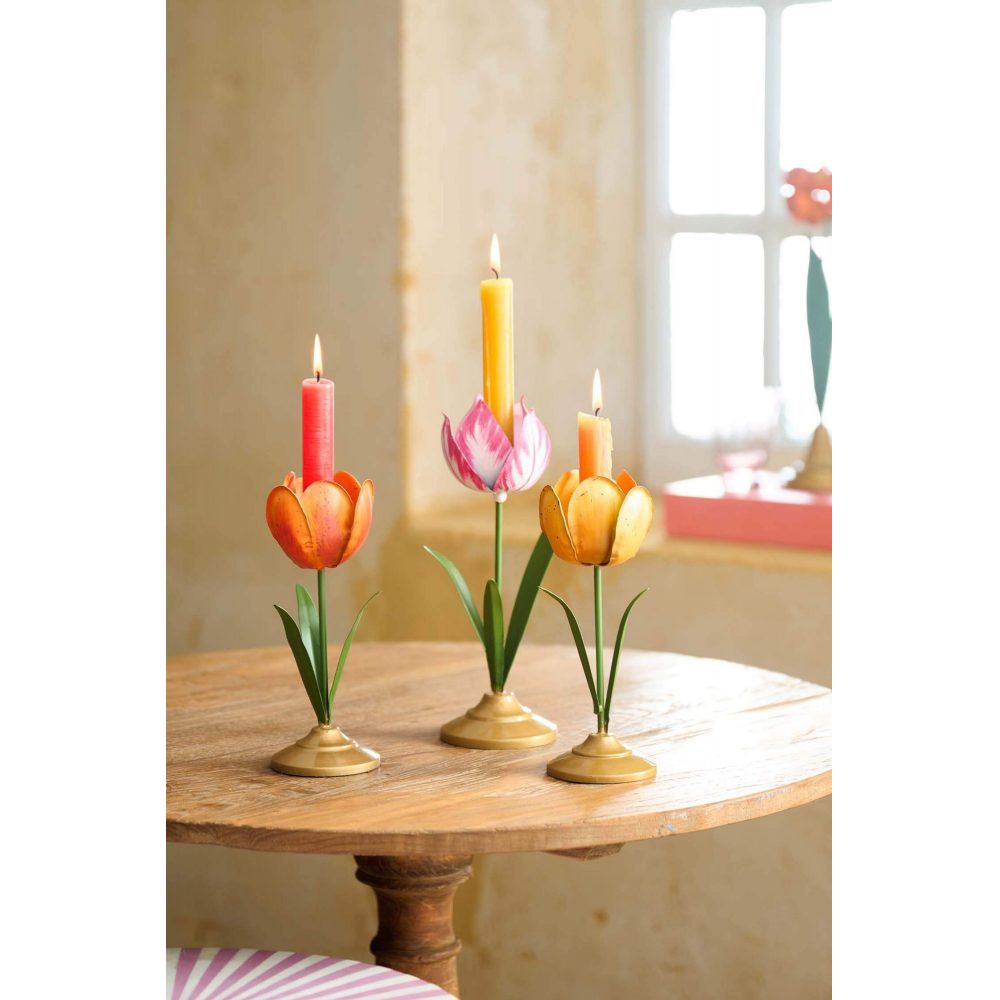 PIP STUDIO - METALLIC CANDLE HOLDER TOULIP ORANGE 21cm 