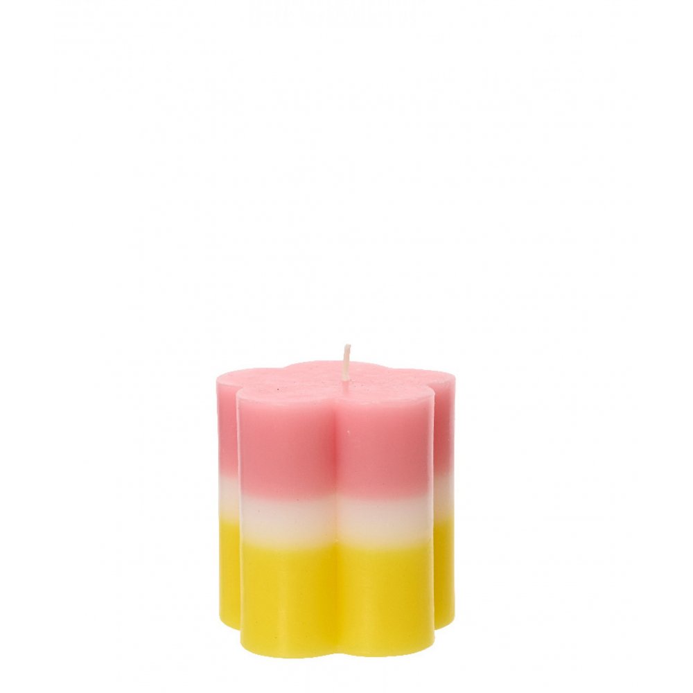 DECORATIVE CANDLE FLOWER PINK AND YELLOW