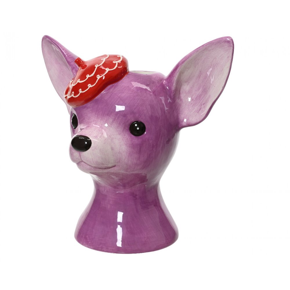 DECORATIVE VASE DOG PURPLE 17.8cm 