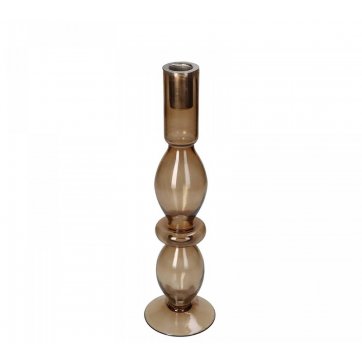 HOMEGURU DECORATIVE GLASS CANDLE HOLDER BROWN 30cm