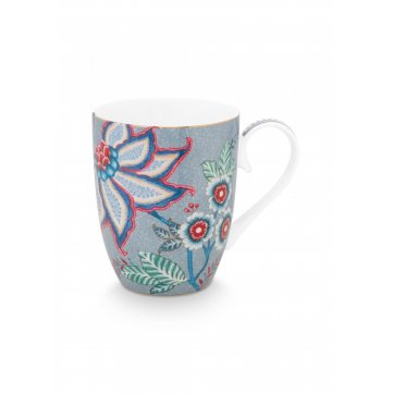 Pip Studio PIP STUDIO MUG FLOWER FESTIVAL DECO LIGHT BLUE 350ml - PORCELAIN