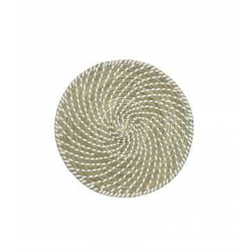 KAEMINGK ROUND PLACEMAT 38cm BEIGE & WHITE - SEA GRASS