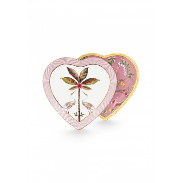 Pip Studio SET/2 HEART SHAPE PLATES LA MAJORELLE PINK 21,5cm