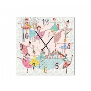 Colourbox Kids WOODEN KID'S CLOCK ''TWELVE DANCING PRINCESS''31CM X 31CM 