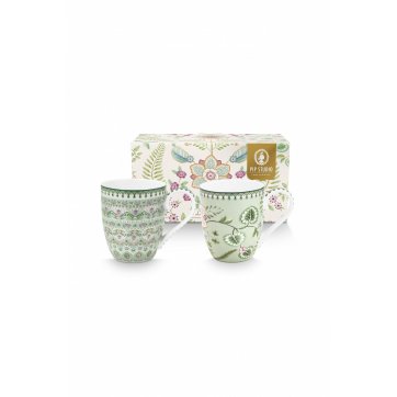 Pip Studio PIP STUDIO - ΣΕΤ/2 ΠΟΡΣΕΛΑΝΙΝΕΣ XL ΚΟΥΠΕΣ LILY & LOTUS GREEN 450ml