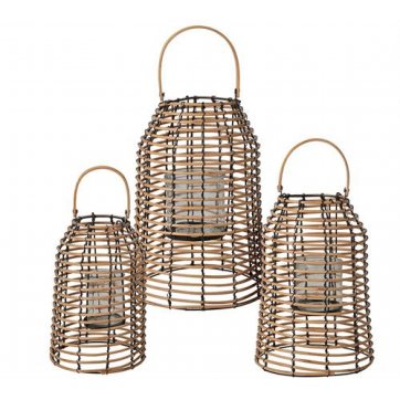 HOMEGURU SET/3 DECORATIVE LANTERNS BROWN