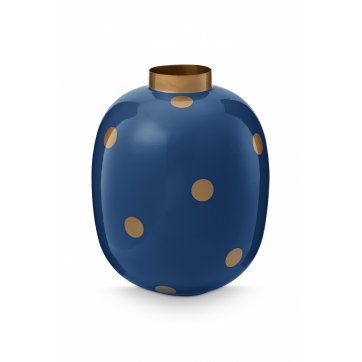 Pip Studio PIP STUDIO - METALLIC VASE WITH STRIPES WHITE & GOLD 32cm 