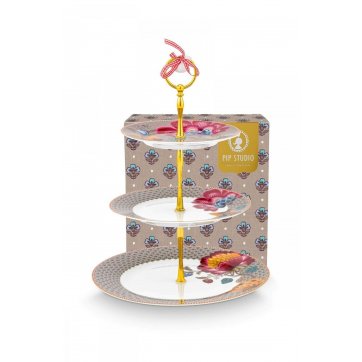 Pip Studio PIP STUDIO - PORCELAIN STANT OF 3 LEVELS BLOOMING TALES KHAKI 